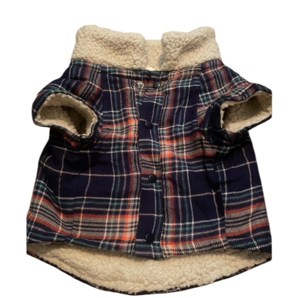 Dog Coat Medium Plaid Blue Coat Aerie New